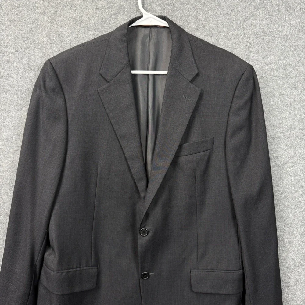 Hickey Freeman Loro Piana Super 130s Wool Blazer Charcoal Grey 41R Mens YA003
